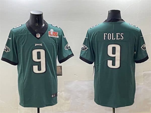 Philadelphia Eagles #9 Nick Foles Green 2025 Super Bowl LIX Patch Vapor Untouchable Limited Stitched Jersey