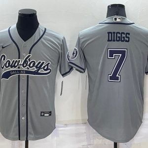 Dallas Cowboys #7 Trevon Diggs Grey Cool Base Stitched Baseball Jersey