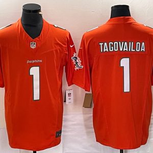 Miami Dolphins #1 Tua Tagovailoa Orange 2023 F.U.S.E. Vapor Limited Stitched Jersey