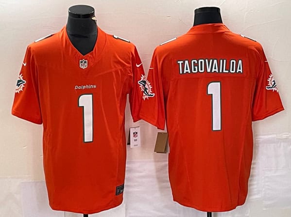 Miami Dolphins #1 Tua Tagovailoa Orange 2023 F.U.S.E. Vapor Limited Stitched Jersey