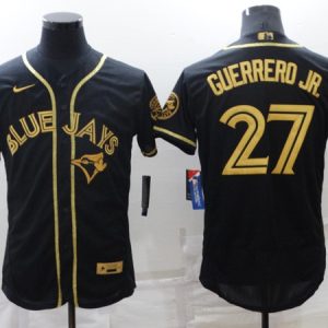Toronto Blue Jays #27 Vladimir Guerrero Jr. Black Gold Flex Base Stitched Jersey