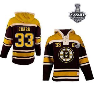 Bruins Stanley Cup Finals Patch #33 Zdeno Chara Black Sawyer Hooded Sweatshirt Stitched Jersey