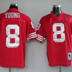 Mitchell And Ness 49ers #8 Steve Young Stitched Red Jersey