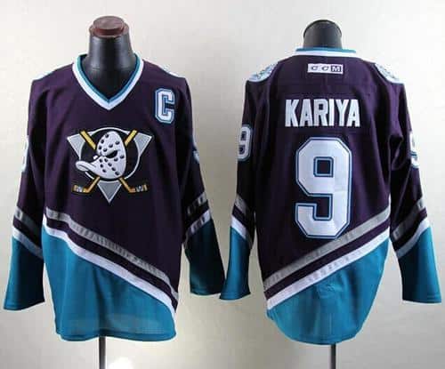 Ducks #9 Paul Kariya Purple Turquoise CCM Throwback Stitched Jersey
