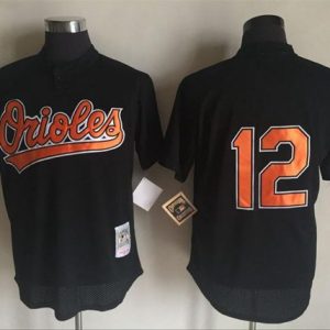 Mitchell And Ness 1997 Orioles #12 Roberto Alomar Black Throwback Stitched Jersey