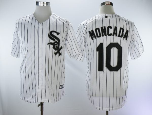 Chicago White Sox #10 Yoan Moncada White Cool Base Stitched Jersey