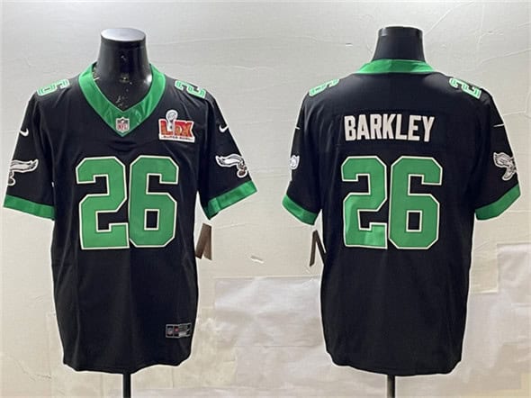 Philadelphia Eagles #26 Saquon Barkley Black 2025 Super Bowl LIX Patch F.U.S.E. Vapor Untouchable Limited Stitched Jersey