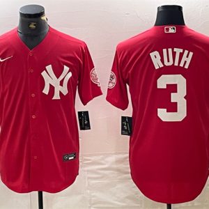 New York Yankees #3 Babe Ruth Red Cool Base Stitched Jersey