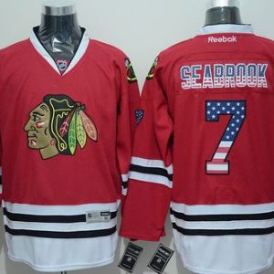 Blackhawks #7 Brent Seabrook Red USA Flag Fashion Stitched Jersey