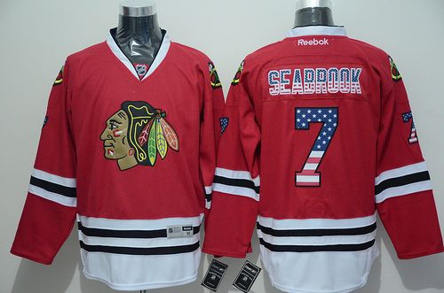 Blackhawks #7 Brent Seabrook Red USA Flag Fashion Stitched Jersey