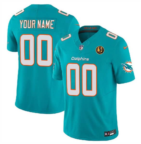 Miami Dolphins Custom Aqua 2023 F.U.S.E. With John Madden Patch Vapor Limited Stitched Jersey