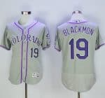 Rockies #19 Charlie Blackmon Grey Flexbase Authentic Collection Stitched Jersey