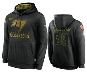 Tampa Bay Buccaneers Customized 2020 Black Salute To Service Sideline Performance Pullover NFL Hoodie