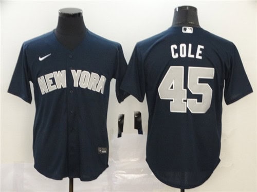 New York Yankees #45 Gerrit Cole Navy Cool Base Stitched Jersey