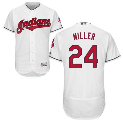 Indians #24 Andrew Miller White Flexbase Authentic Collection Stitched Jersey