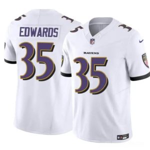 Baltimore Ravens #35 Gus Edwards White 2023 F.U.S.E. Vapor Limited Jersey