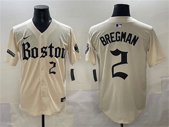 Boston Red Sox #2 Alex Bregman Cream Gothic Vapor Limited Stitched Jersey