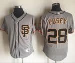 Giants #28 Buster Posey Grey Flexbase Authentic Collection Road 2 Stitched Jersey