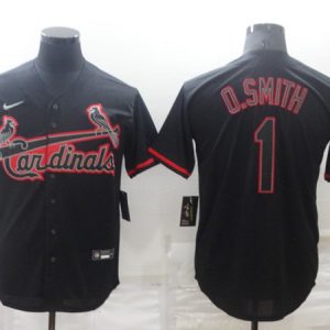 St. Louis Cardinals #1 Ozzie Smith Black Shadow Cool Base Stitched Jersey