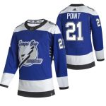 Tampa Bay Lightning #21 Brayden Point 2021 Blue Reverse Retro Stitched Jersey