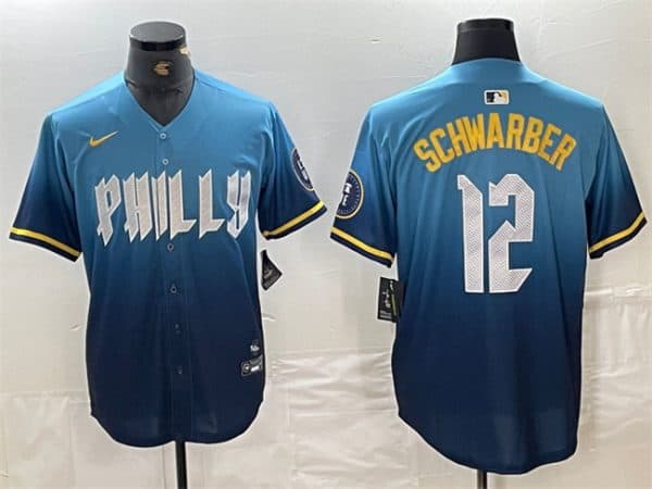 Philadelphia Phillies #12 Kyle Schwarber Blue 2024 City Connect Limited Stitched Jersey