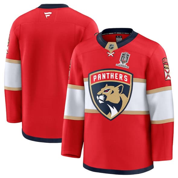Florida Panthers Blank Red Home 2025 Stanley Cup Champions Patch Stitched Jersey