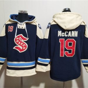 Seattle Kraken #19 Jaden Schwartz Deep Sea Blue Lace-Up Pullover Hoodie