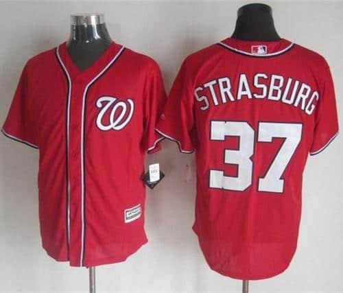 Nationals #37 Stephen Strasburg Red New Cool Base Stitched Jersey