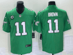 Philadelphia Eagles #11 A. J. Brown Green With C Patch Stitched Jersey