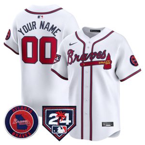 Atlanta Braves Customized White 2024 Spring Training Patch Limited Stitched Jersey