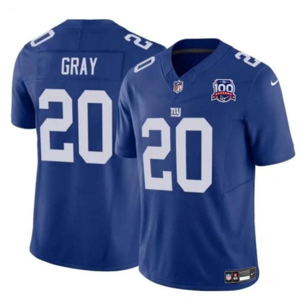 New York Giants #20 Eric Gray Blue 2024 F.U.S.E. 100TH Season Patch Vapor Untouchable Limited Stitched Jersey