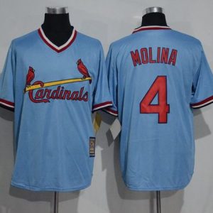 Cardinals #4 Yadier Molina Blue Cooperstown Throwback Stitched Jersey