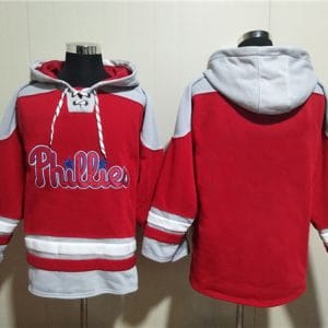 Philadelphia Phillies Blank Red Ageless Must-Have Lace-Up Pullover Hoodie
