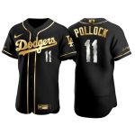 Los Angeles Dodgers #11 A.J. Pollock Black Golden Flex Base Stitched Baseball Jersey