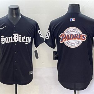 San Diego Padres Team Big Logo Black Gothic Edition Vapor Limited Stitched Jersey