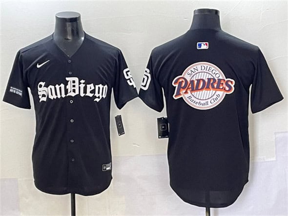 San Diego Padres Team Big Logo Black Gothic Edition Vapor Limited Stitched Jersey