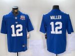New York Giants #12 Darren Waller Blue With 100TH Season Patch Vapor Untouchable Limited Stitched Jersey