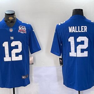 New York Giants #12 Darren Waller Blue With 100TH Season Patch Vapor Untouchable Limited Stitched Jersey