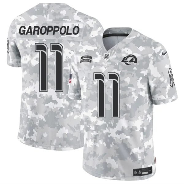 Los Angeles Rams #11 Jimmy Garoppolo Arctic Camo 2024 F.U.S.E. Salute To Service Limited Stitched Jersey