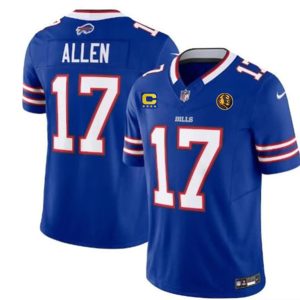 Buffalo Bills #17 Josh Allen Blue 2023 F.U.S.E. With 4-Star C Ptach And John Madden Patch Vapor Limited Stitched Jersey