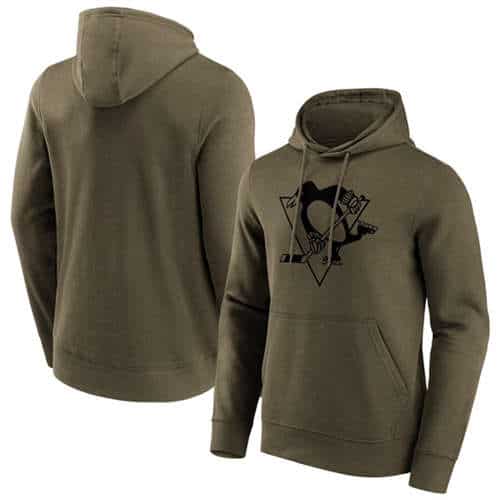 Pittsburgh Penguins Khaki Iconic Preferred Logo Graphic Hoodie
