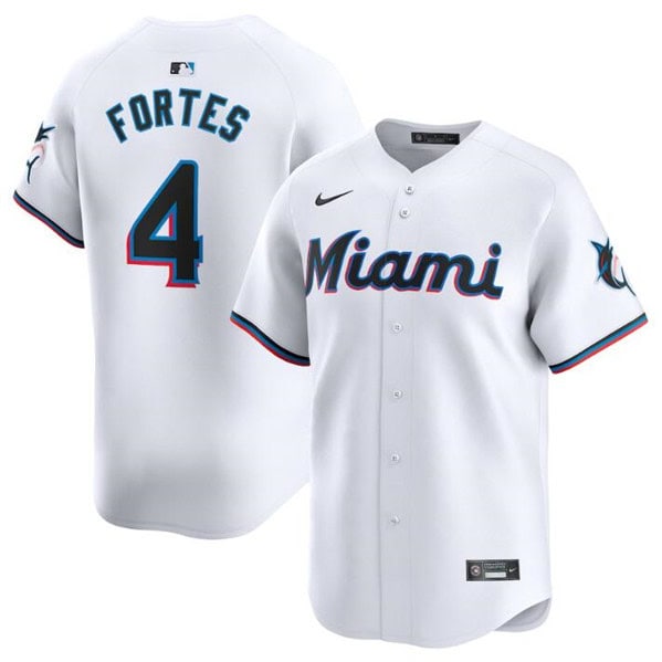 Miami Marlins #4 Nick Fortes White 2024 Home Limited Stitched Jersey