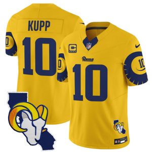Los Angeles Rams #10 Cooper Kupp Gold 2025 4-Star C Patch F.U.S.E. V2 Limited Stitched Jersey