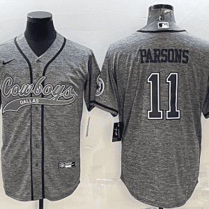 Dallas Cowboys #11 Micah Parsons Grey With Patch Cool Base Stitched Baseball Jersey