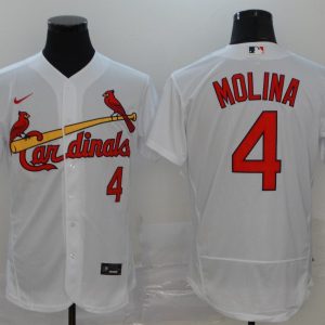 St. Louis Cardinals #4 Yadier Molina White Flex Base Stitched Jersey
