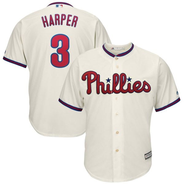 Philadelphia Phillies #3 Bryce Harper Majestic White Cool Base Stitched Jersey