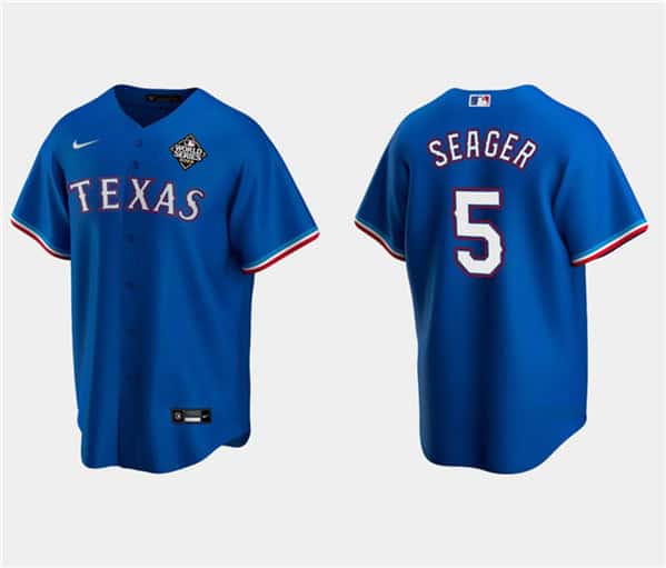 Texas Rangers #5 Corey Seager Royal 2023 World Series Stitched Jersey