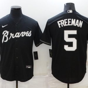 Atlanta Braves #5 Freddie Freeman Black Cool Base Stitched Jersey