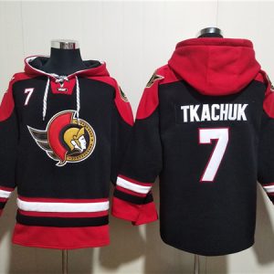 Ottawa Senators #7 Brady Tkachuk Black Ageless Must-Have Lace-Up Pullover Hoodie