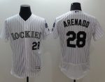 Rockies #28 Nolan Arenado White Strip Flexbase Authentic Collection Stitched Jersey